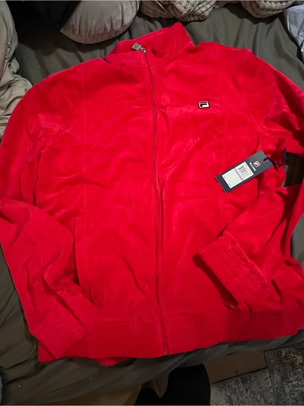 Fila Bright Red Velour Jacket with Tag